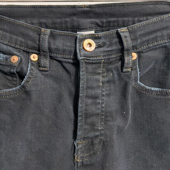 NSF Jeans Denim 26 Skinny Slim Distressed Black Dark Blue Navy Wash Raw Hem - Picture 4 of 7